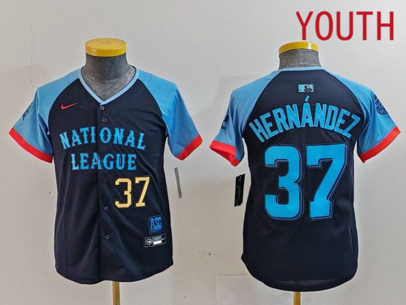 Youth Los Angeles Dodgers #37 Hernandez Blue All star 2024 Nike MLB Jersey style 7263